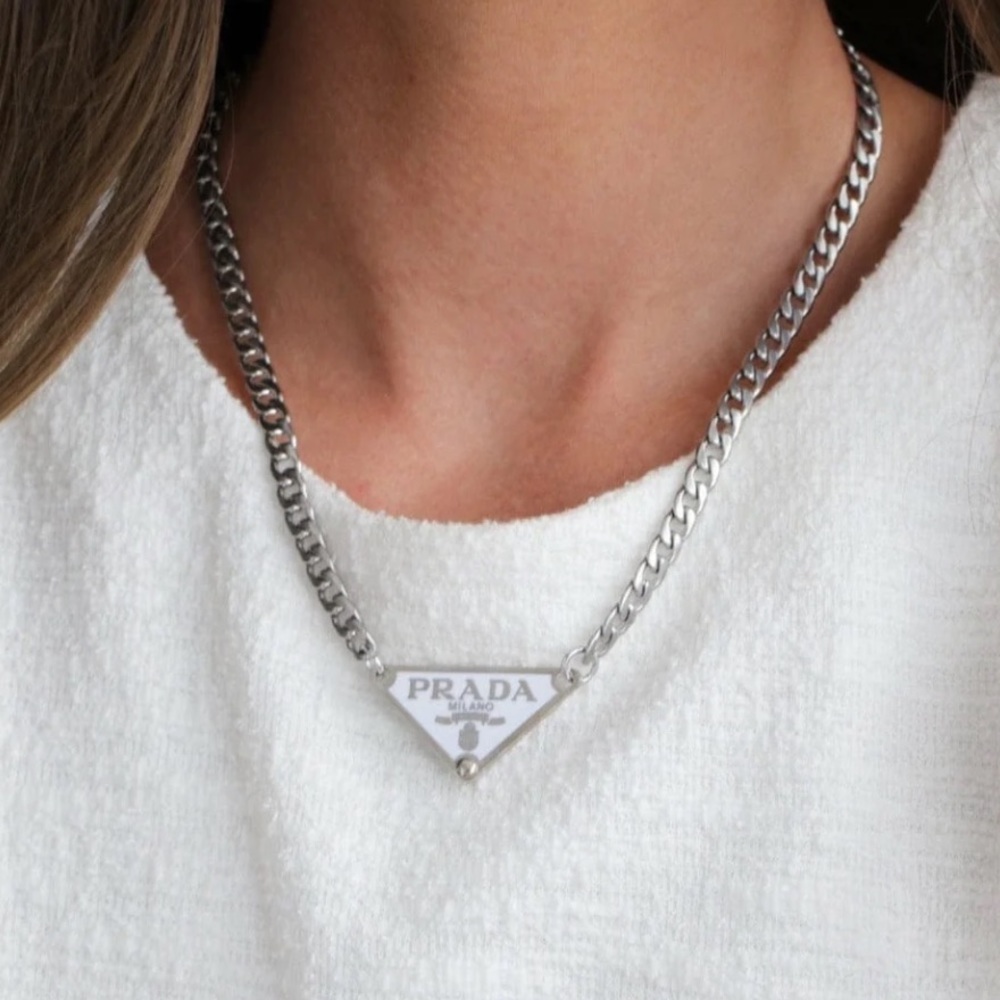 LIKE NEW Reclaimed Prada Logo Necklace